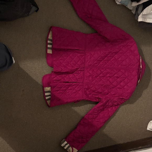 Burberry Brit Fuchsia Quilted Jacket with Plaid Lining - Picture 4 of 4